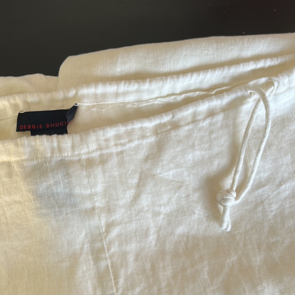 🌼3 for $15🌼 Debbie Shuchat 100% Linen Fully Lines Lace Cuff Wide Leg Pants - Picture 10 of 11